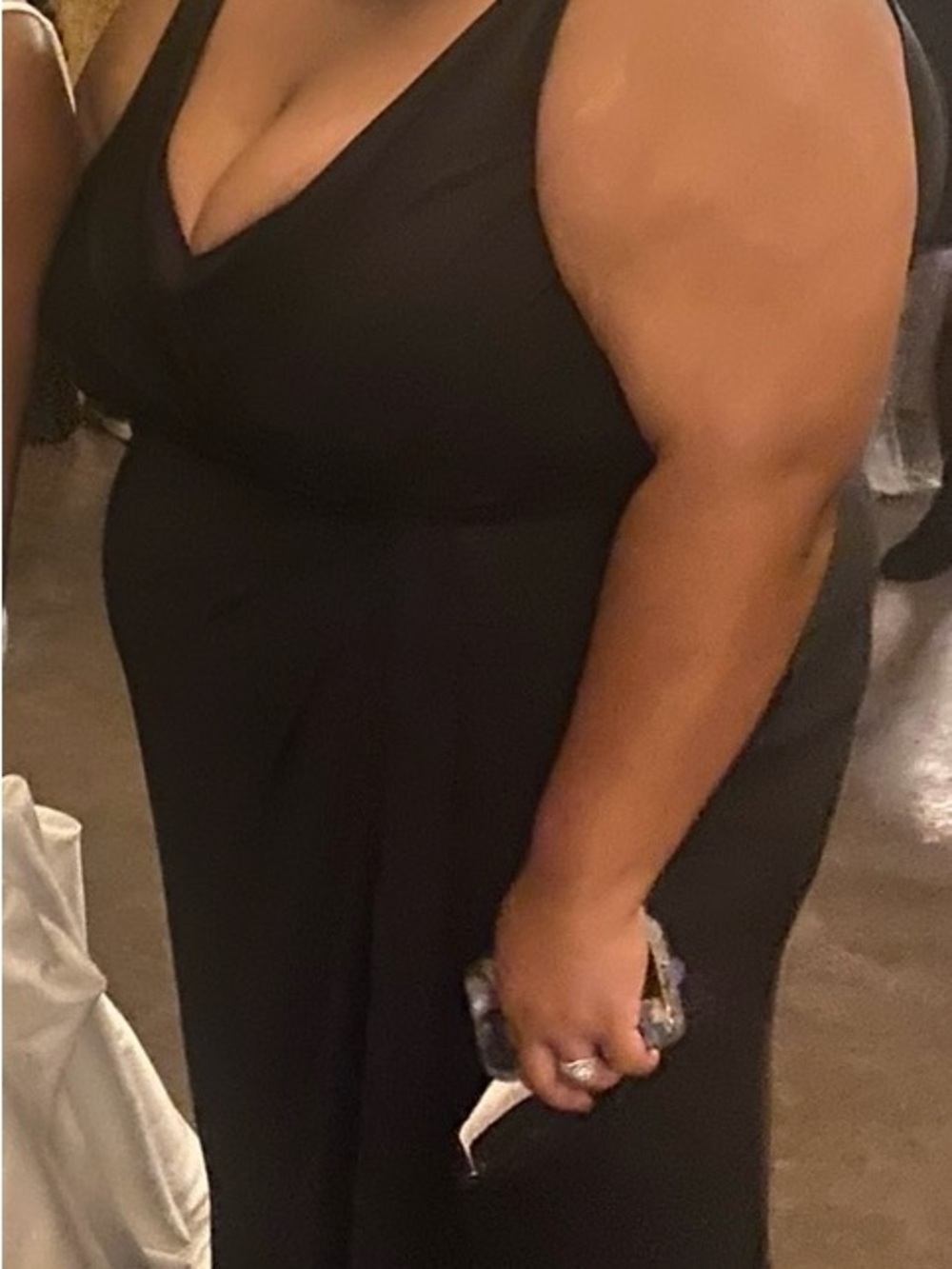 Bari Jay Black V-Neck Sleeveless Evening Gown